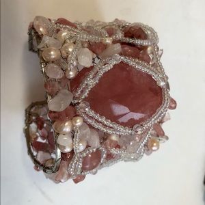 Large pink stone cuff